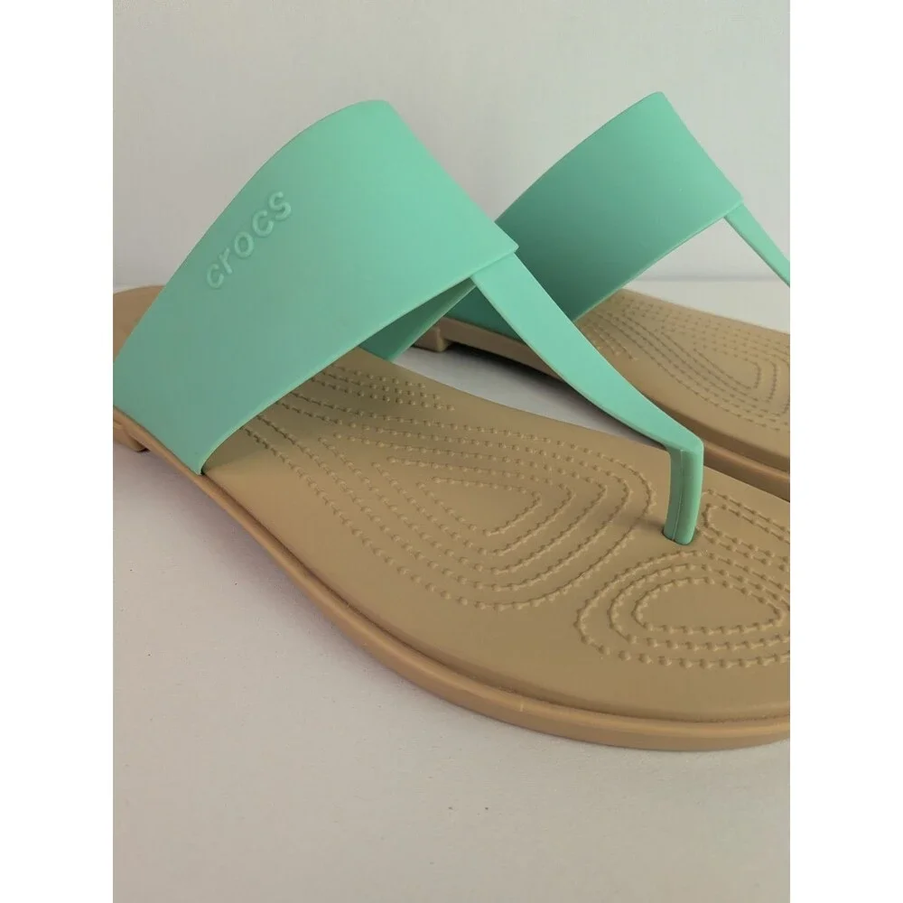 Crocs Tulum Flip Sandals Women’s Size 11 Jade Stone Bright Blue Thong Flop Shoes